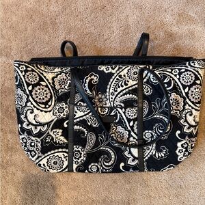Vera Bradley Elegant Black and White Floral Tote Bag